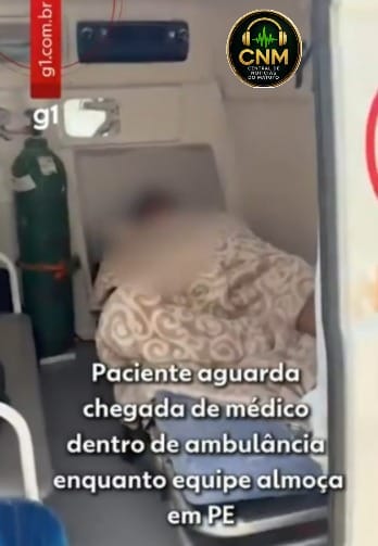 Paciente com suspeita de AVC espera em ambulância enquanto equipe almoça no interior de PE