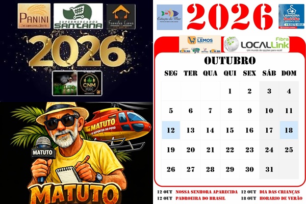 DATAS COMEMORATIVAS DESTA SEMANA DO MÊS DE OUTUBRO DE 2026